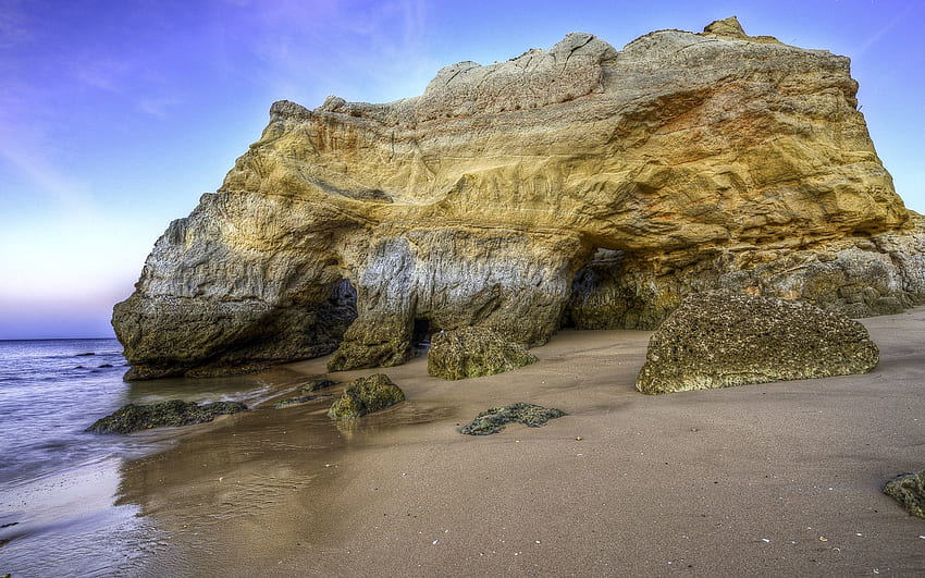 Nature, Sand, Rock, Shore, Bank, Low Tide, Dampness HD wallpaper