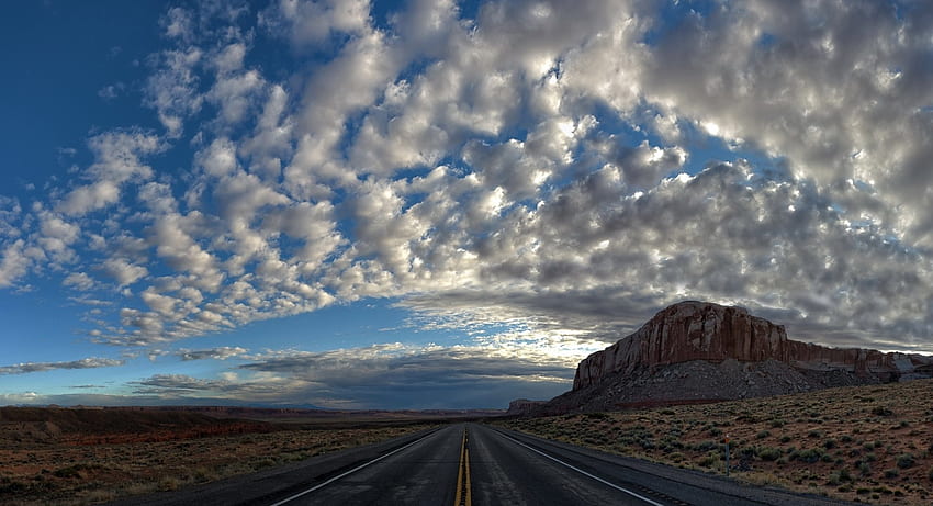 Desert Clouds over Open Road, Roads, Nature, Deserts, Clouds, Sky HD wallpaper