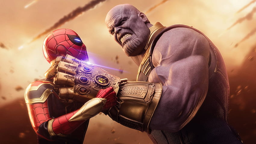 Spiderman Thanos Avengers Infinity War - Spiderman And Iron Man Vs Thanos - -, Thanos HD wallpaper