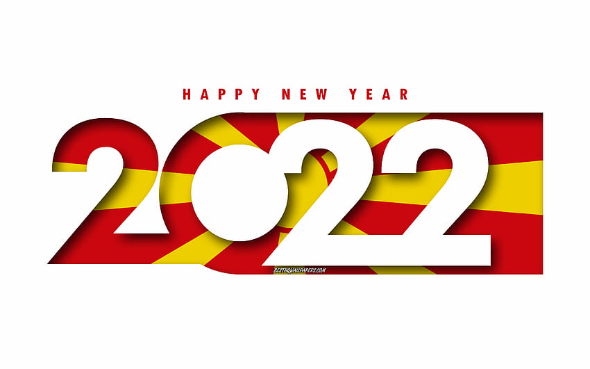 Happy New Year 2022 North Macedonia, white background, North Macedonia 2022, North Macedonia 2022 New Year, 2022 concepts, Mali, Flag of North Macedonia HD wallpaper