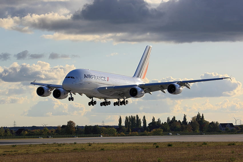 Air France Airbus A380-800 İniş Takımları Geri Çekilmiş Uçak 3717 HD duvar kağıdı