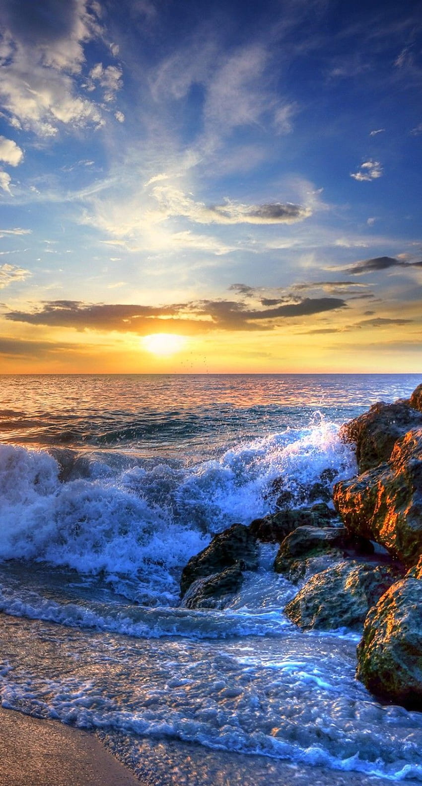 Небе, Водно тяло, Вълна, Море, Океан, Природа през 2020 г. Плажен залез, Плажен телефон, Плажен iphone, Морски HD тапет за телефон