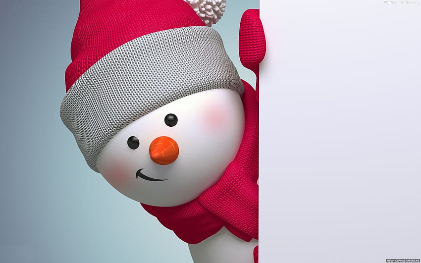 Bonhommes de neige mignons Joyeux Noël Nouveau, bonhomme de neige mignon Fond d'écran HD