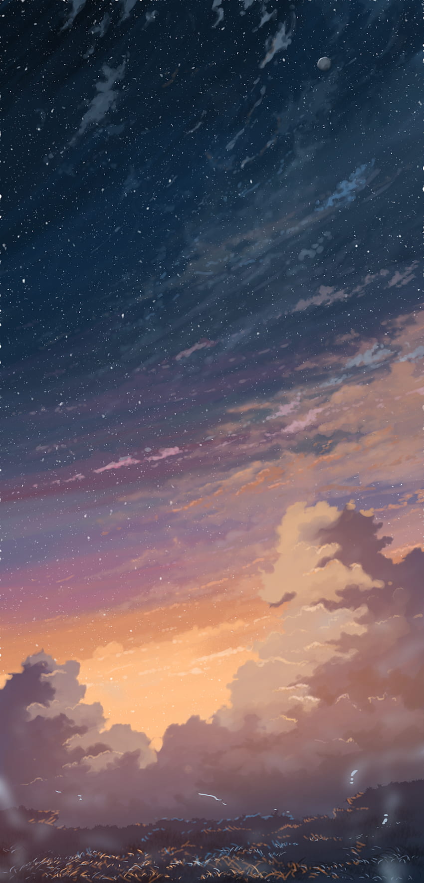 Himmel im Sonnenuntergang. Pixelkunstlandschaft, Landschaftszeichnung einfach, Landschaft HD-Handy-Hintergrundbild