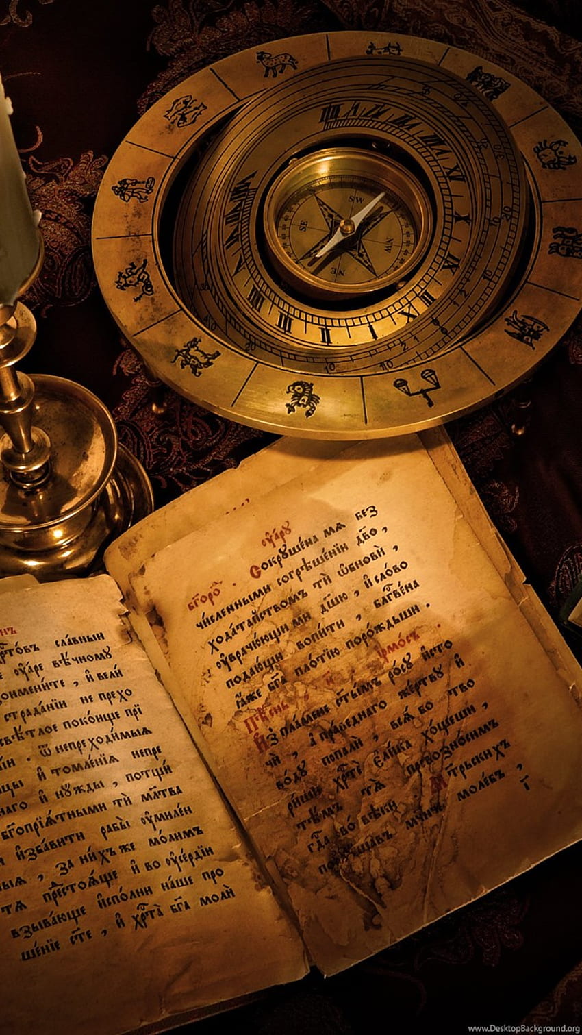 Old Book And Compass And , . Background, Black Compass HD phone wallpaper