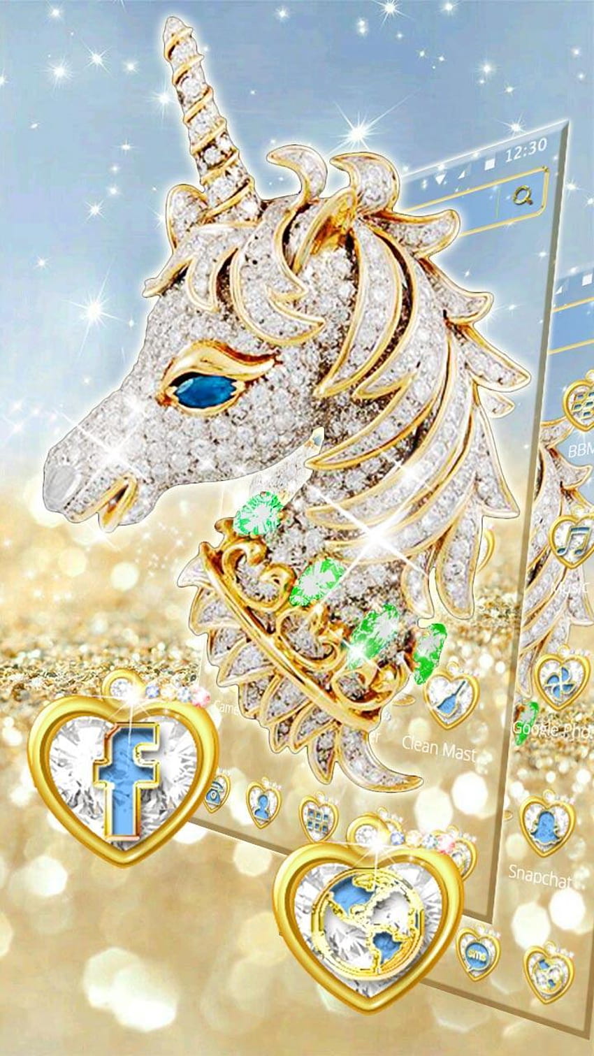 Theme Unicorn Diamond for Android, Gold Unicorn HD phone wallpaper | Pxfuel