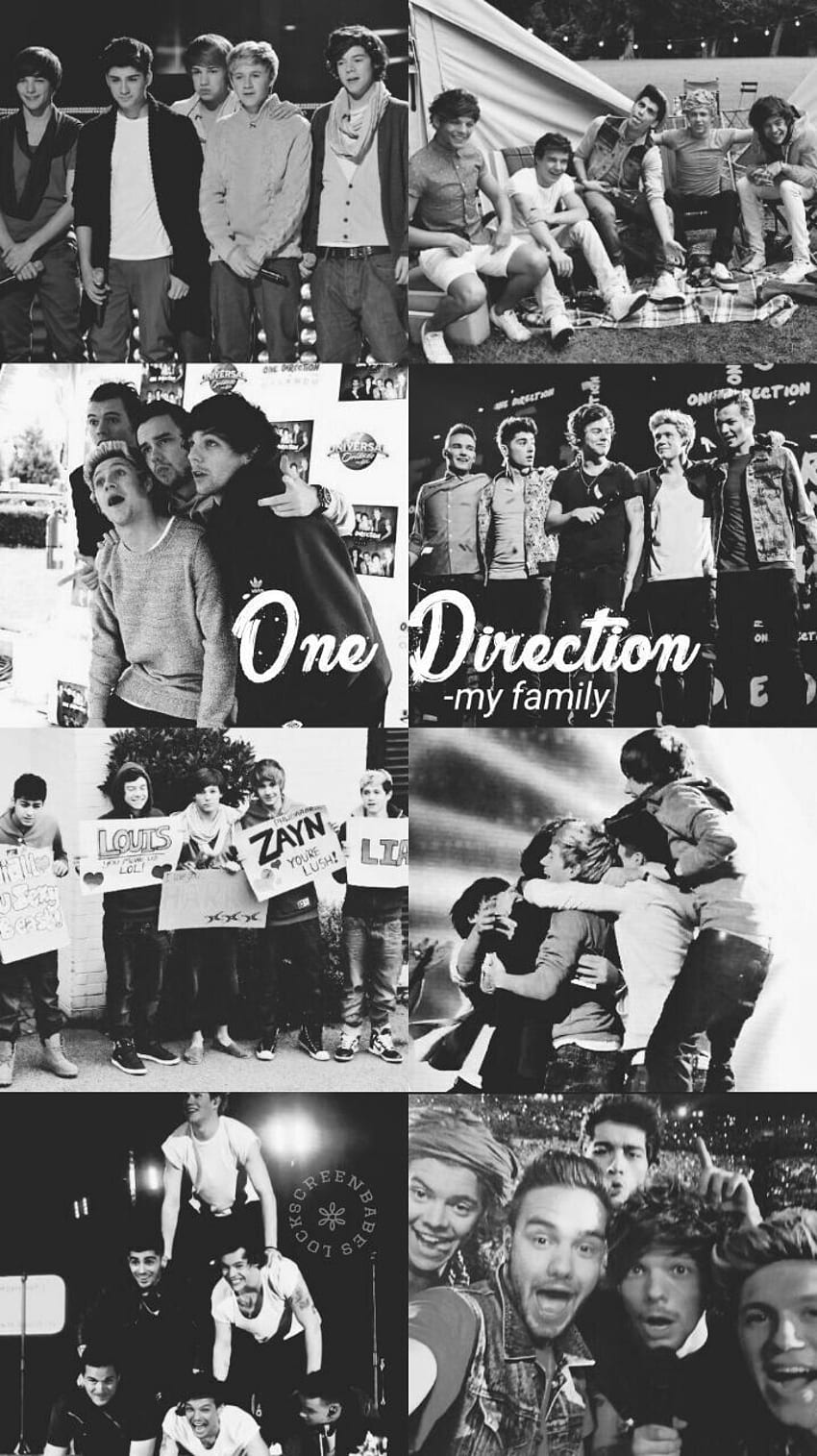 one direction black and white collage