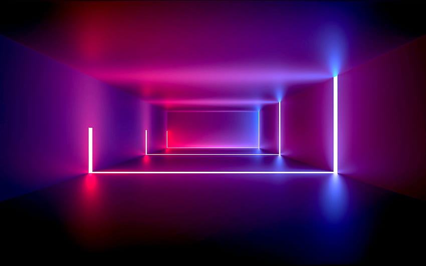 Room with neon lights, Neon HD wallpaper