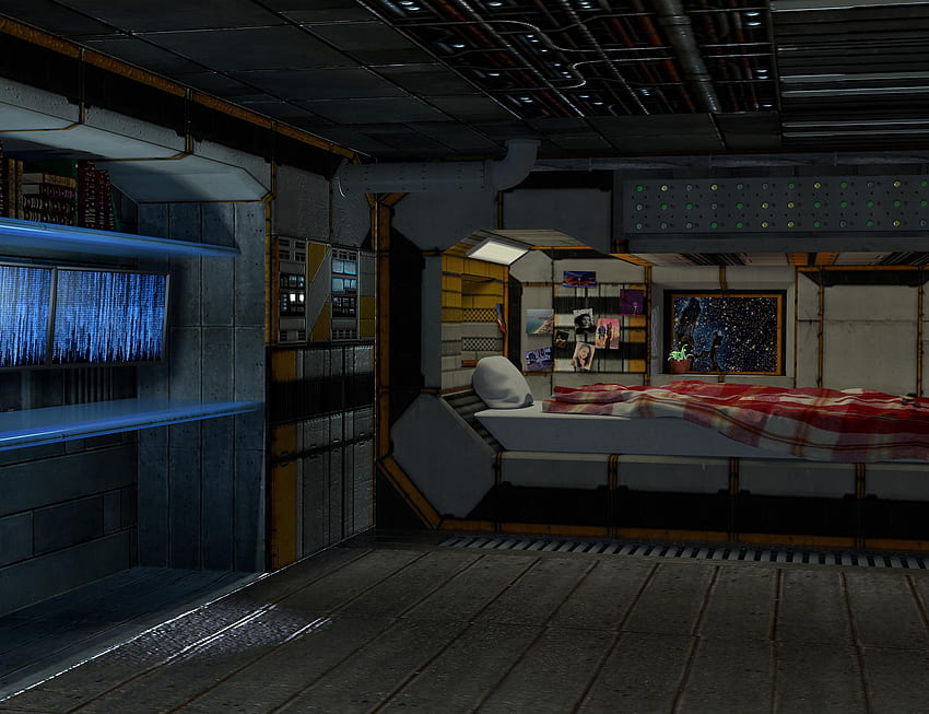 宇宙船の寝室:、宇宙船のインテリア 高画質の壁紙