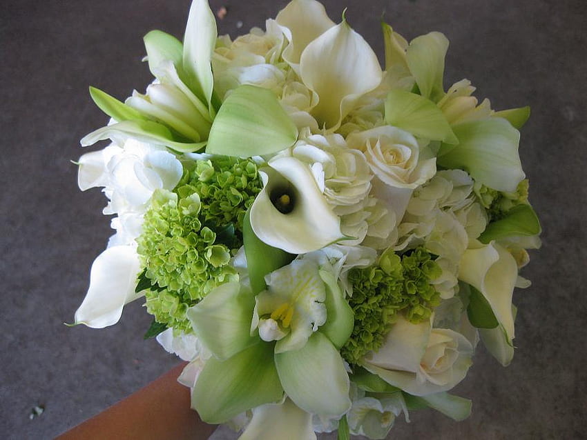 Brides Bukiet, kwiaty, róże, lilie, bukiet Tapeta HD