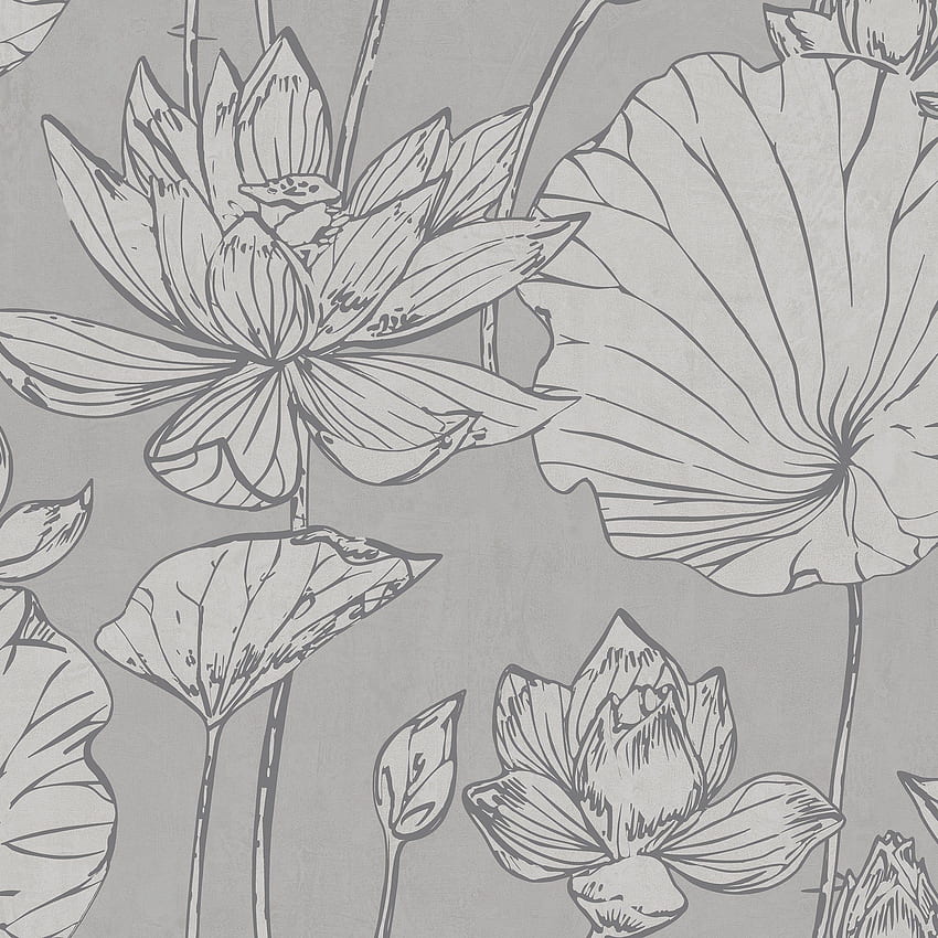 Metallic Lotus Floral , 27 feet long X 27 inchs Wide, Metallic Silver and Gray - On Sale - Overstock HD phone wallpaper