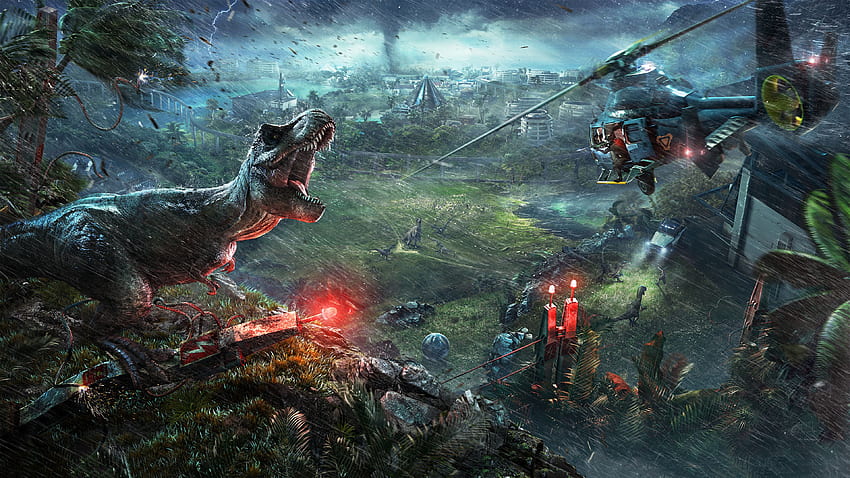 Merah pada dinosaurus pada tahun 2019. Jurassic world, Jurassic Park Game Wallpaper HD