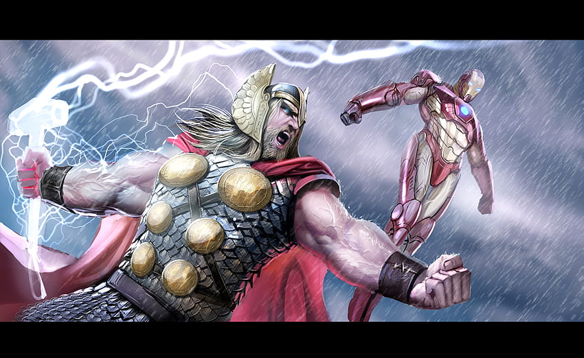 Thor and Ironman, comics, marvel HD wallpaper