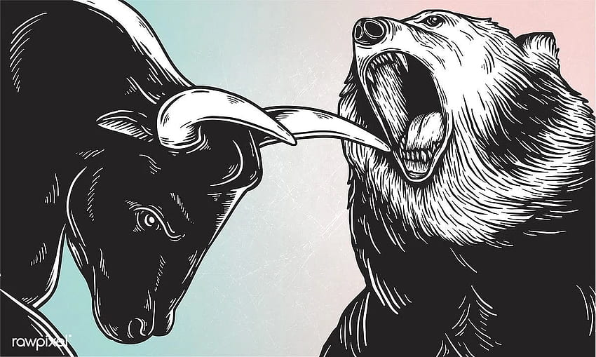 premium vector of A bull and a bear fighting comic style vector. Artwork, vector illustration, Vector HD wallpaper