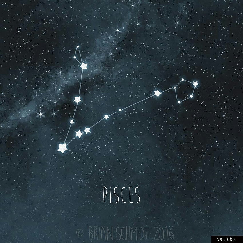 Звезди от съзвездие Риби синьо черно бяло. Съзвездие Риби HD тапет за телефон