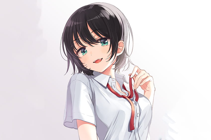 White shirt, hot, dark hair, anime girl HD wallpaper | Pxfuel