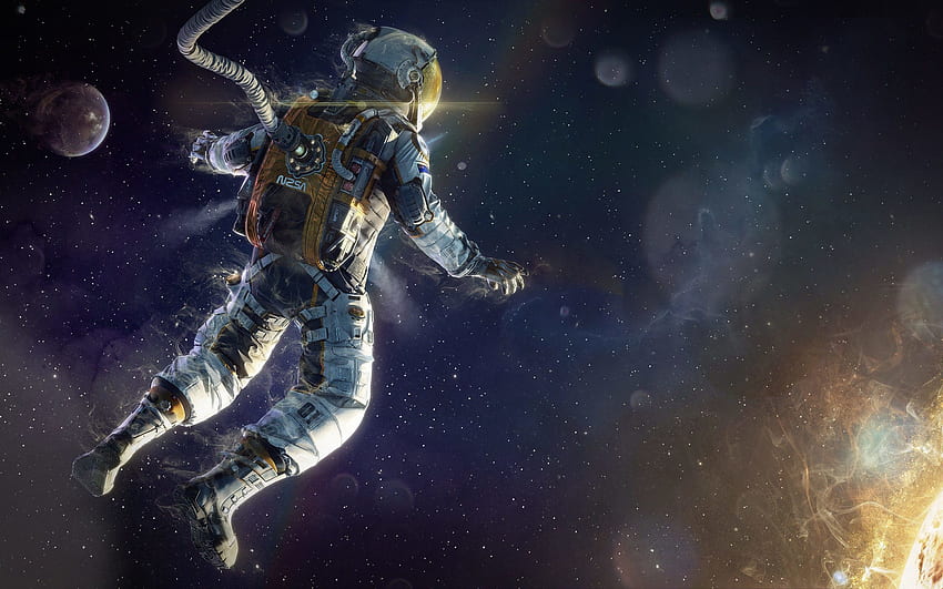 art, astronaut, space, stars, space suit 3D HD wallpaper