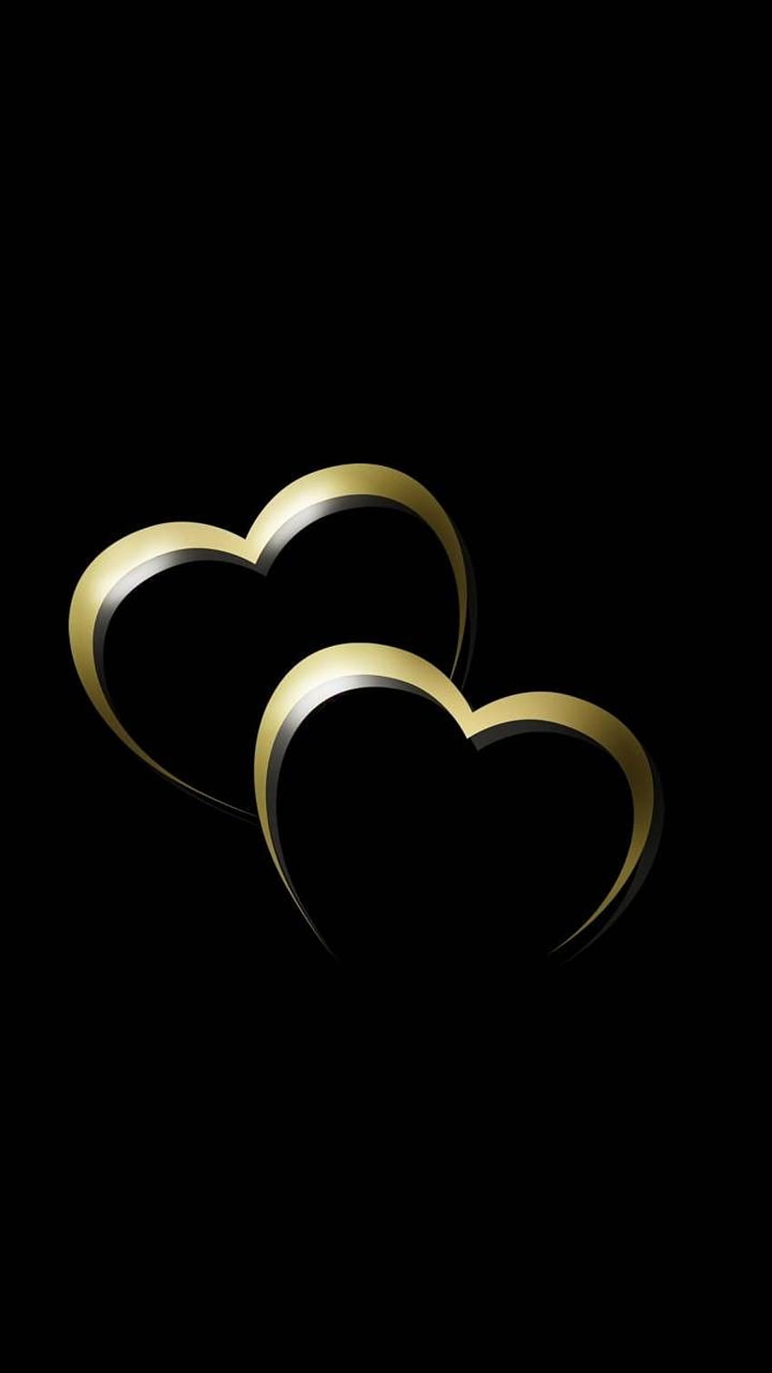 Coeurs d'amour noir et or. Coeur, Téléphone Fleur, Saint Valentin, Mignon Noir et Or Fond d'écran de téléphone HD