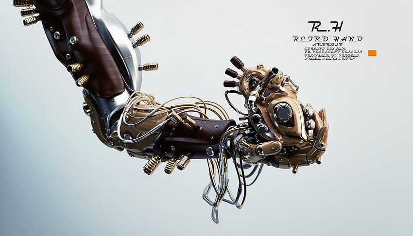 Wooden robotic arm holding artificial heart HD wallpaper