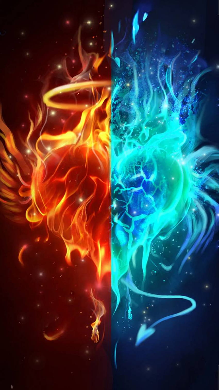 Fire and ice, Flame of Love HD phone wallpaper