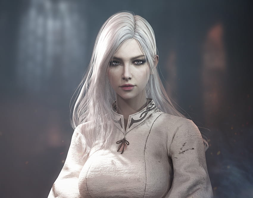 Fantasy, white hair woman, beautiful HD wallpaper