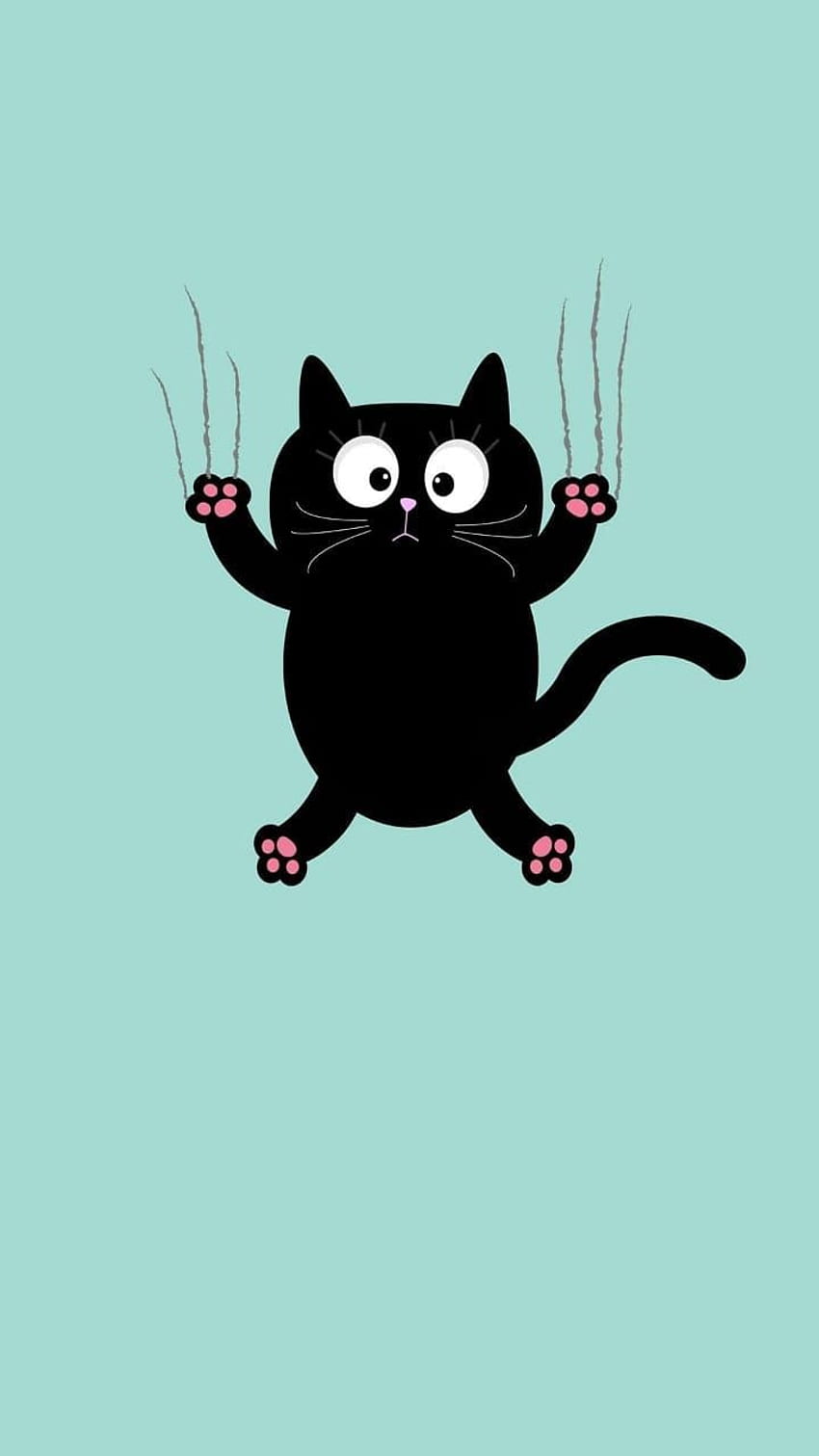 Карикатура на котка, забавна анимационна котка HD тапет за телефон