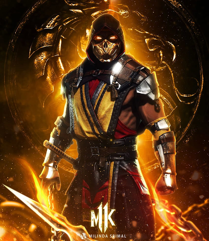 Scorpion Wallpaper 4K, Mortal Kombat, Artwork