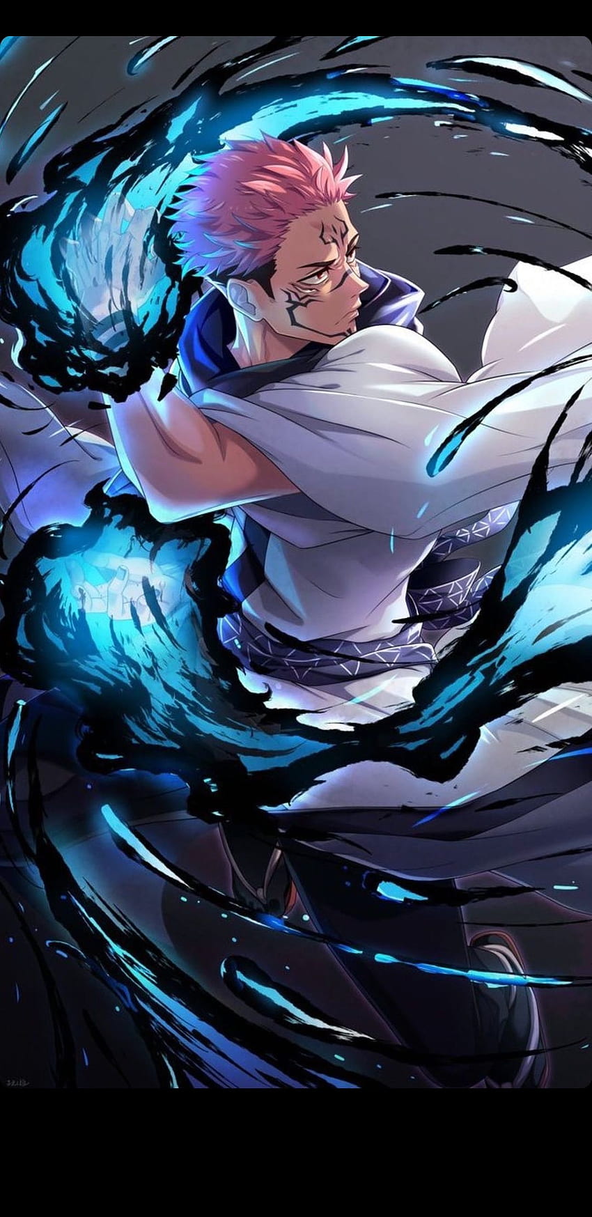 Sakuna, azul eléctrico, arte fondo de pantalla del teléfono