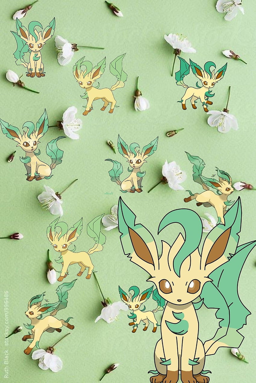 Pokémon Fofo Leafeon para colorir