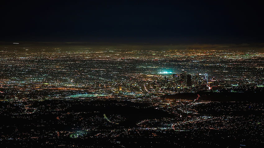 America, California, night city, lights, from top view HD wallpaper