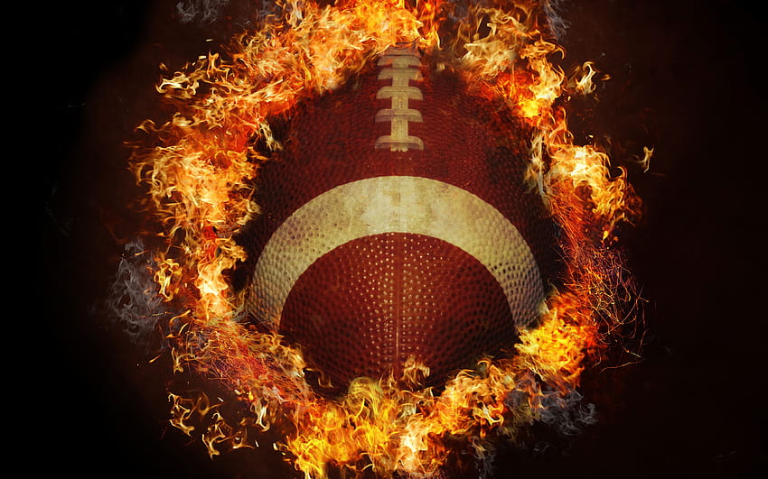futebol americano, NFL, bola, fogo, arte com resolução . Alta qualidade papel de parede HD