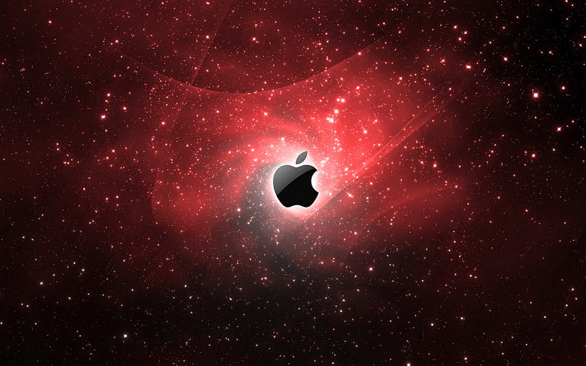 Red Apple Mac Galaxy Background HD wallpaper