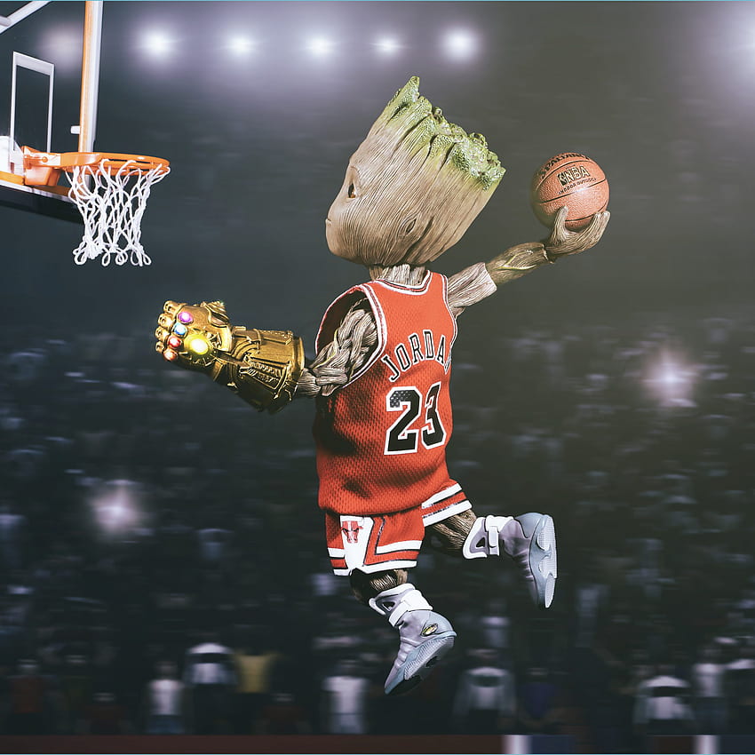 Baby Groot Bermain Bola Basket, Pahlawan Super, 1 - Bola Basket, NBA Supreme Keren wallpaper ponsel HD