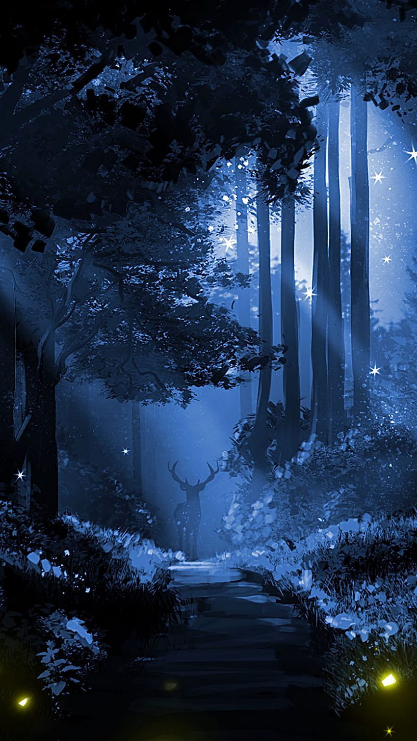 Luz, Noite, Floresta, Inverno, Nevoeiro, Escuro, Natureza, anime