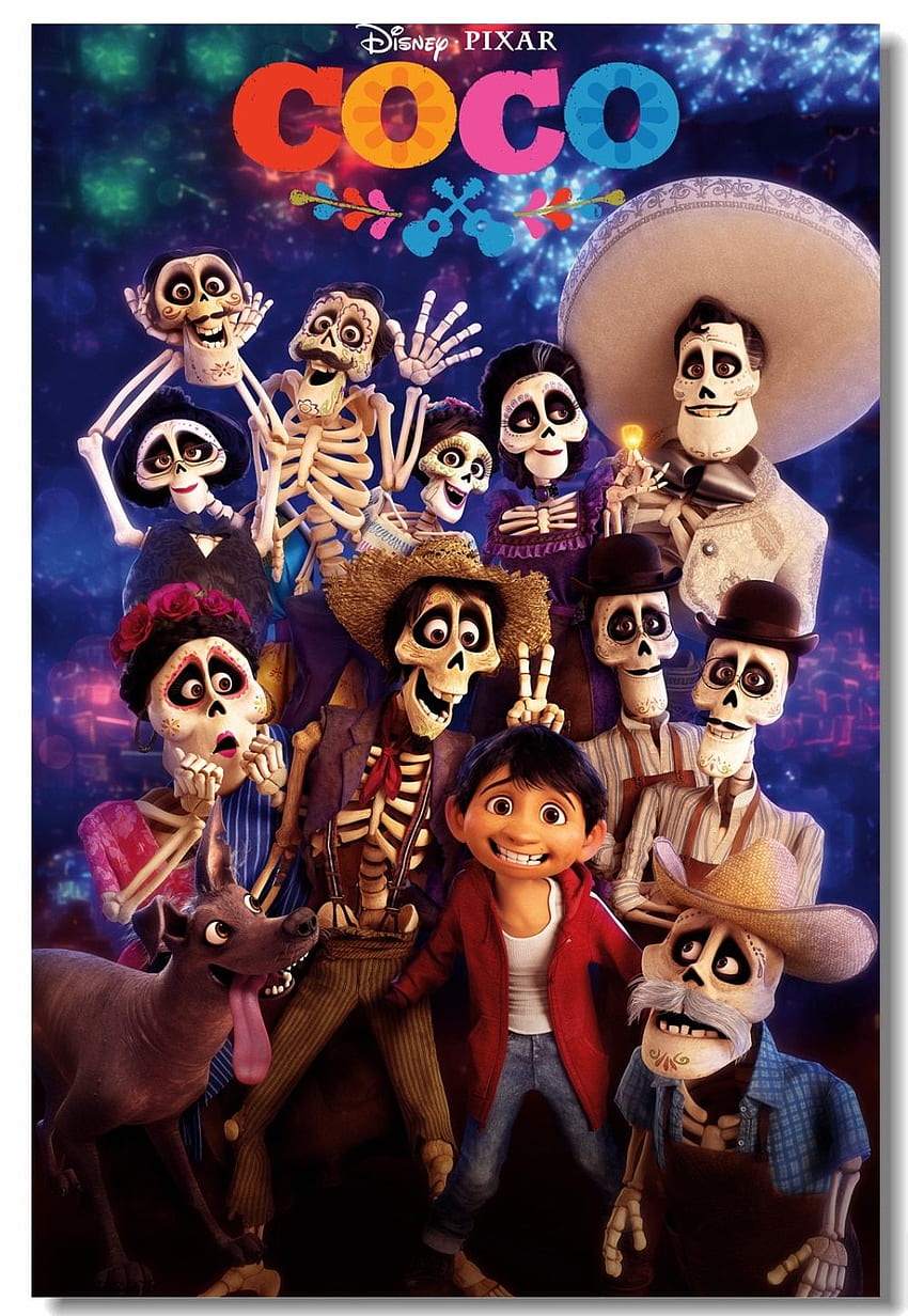 US $5.19 35% OFF. Custom Canvas Wall Mural Cartoon Film Coco Poster Coco Family Wall Stickers Miguel Hector Kids Room Decorations HD phone wallpaper