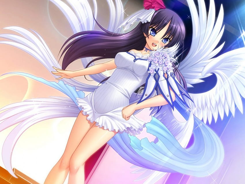 Anime lucu, sayap, anime, seni, imut, malaikat, gadis Wallpaper HD