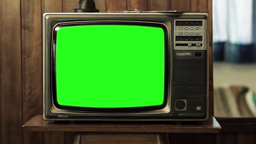 Old Tv Green Screen. Slow Zoom In Shot. Stock Footage HD wallpaper