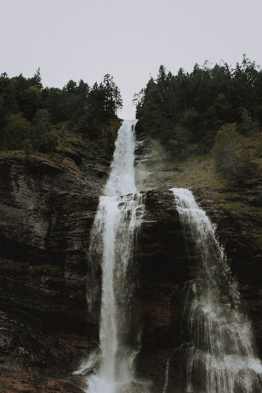 Landscape, Nature, Water, Trees, Waterfall, Precipice, Break HD phone wallpaper