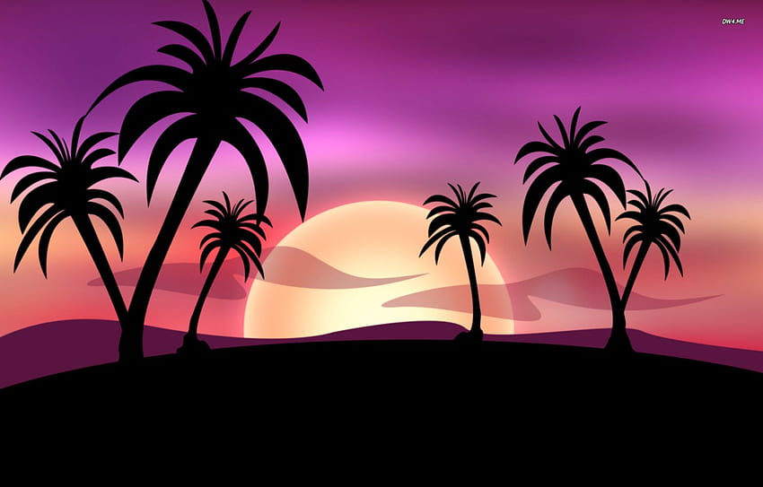Tropical Island Sunset, Tropical Vector HD wallpaper
