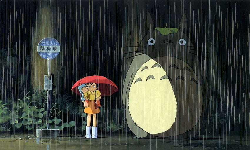 ghibli), (My Neighbour Totoro), (rain), (umbrella). Тоторо, Миядзаки, Гибли HD wallpaper