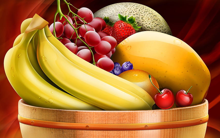 .wiki Basket Fruit Food Background PIC WPD009097, Food Art HD wallpaper