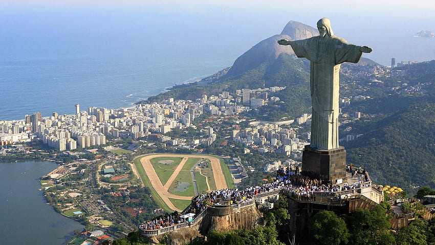 ブラジル イエス キリスト像の頂上、ブラジル シティ 高画質の壁紙