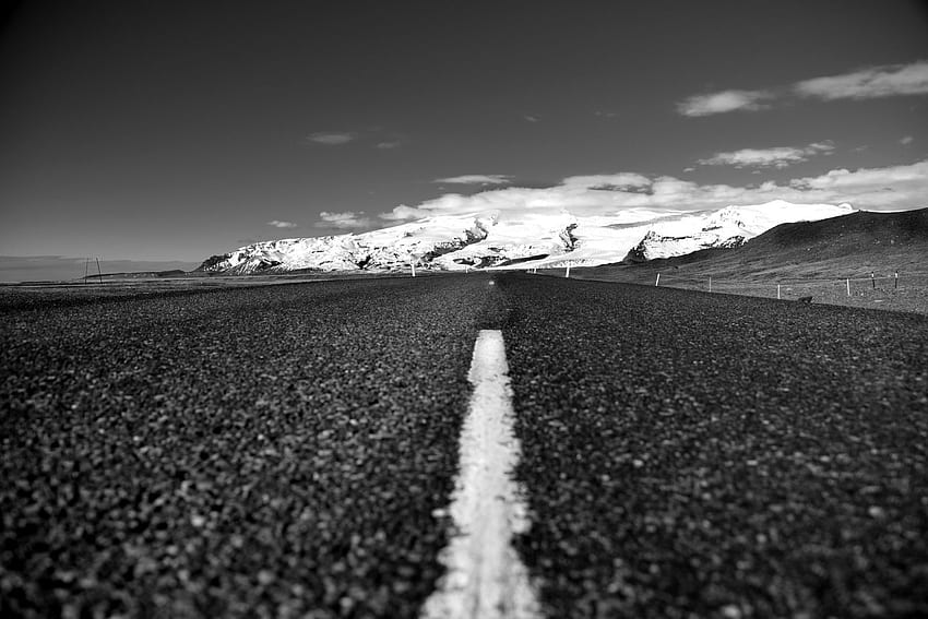Landscape Black And White Mountain Road Travel Perspective . Best High Quality HD wallpaper