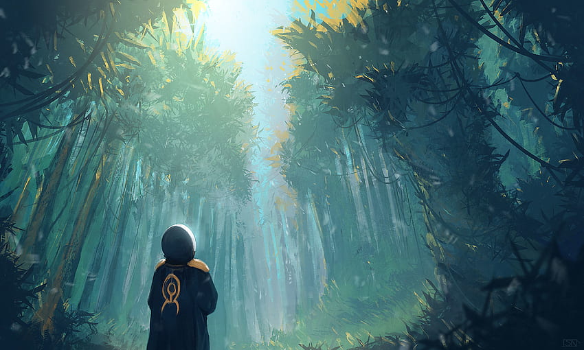 Wald, Einsamkeit, Kunst, Bäume, Mensch, Person HD-Hintergrundbild