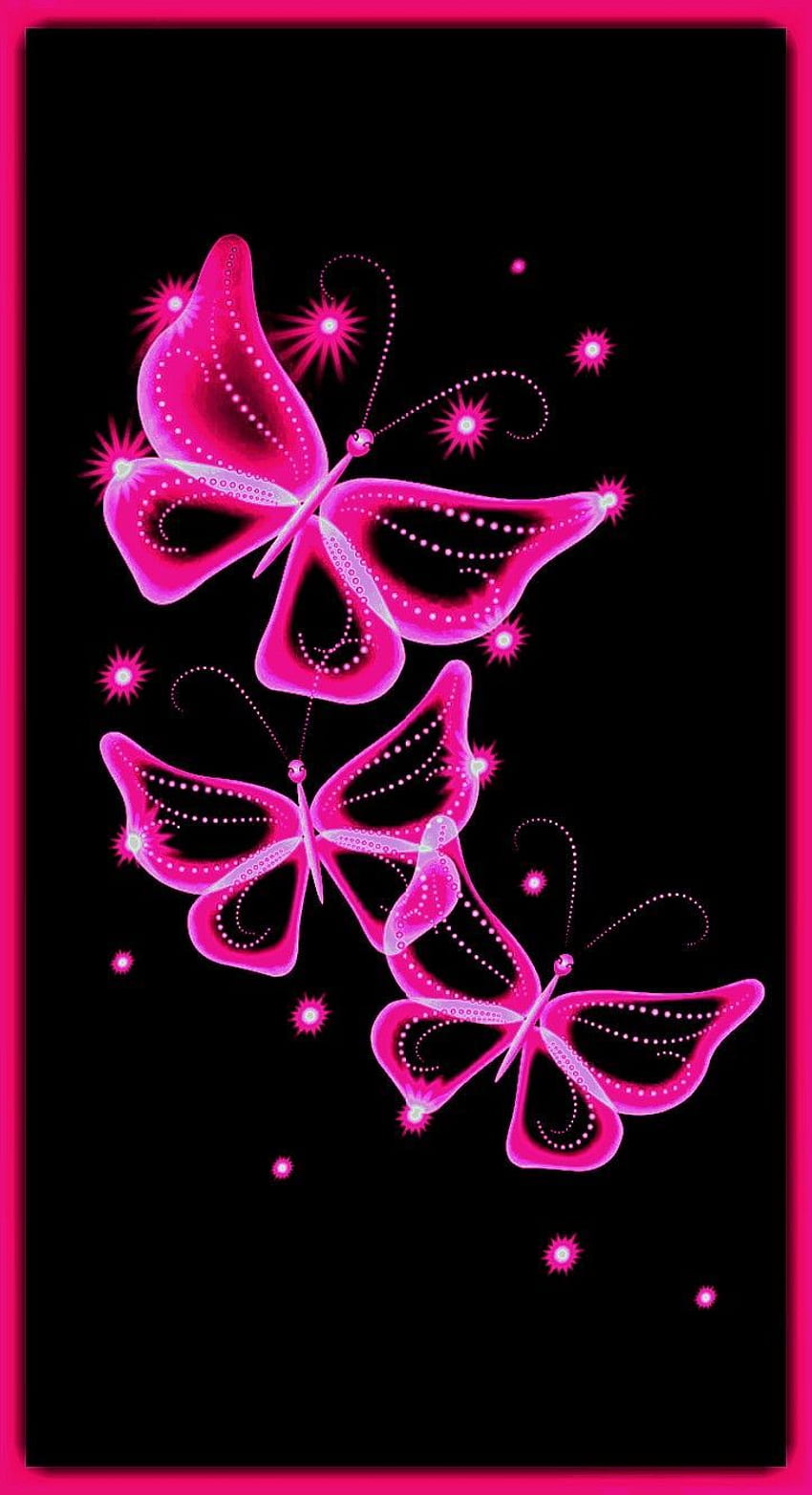 Negro y rosa. Mariposas, etc. Butterfly, Black and Pink Girly fondo de pantalla del teléfono