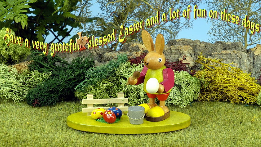 ทักทายอีสเตอร์ ทักทาย กระต่าย วันหยุด ตกแต่ง อีสเตอร์ ฤดูใบไม้ผลิ วอลล์เปเปอร์ HD