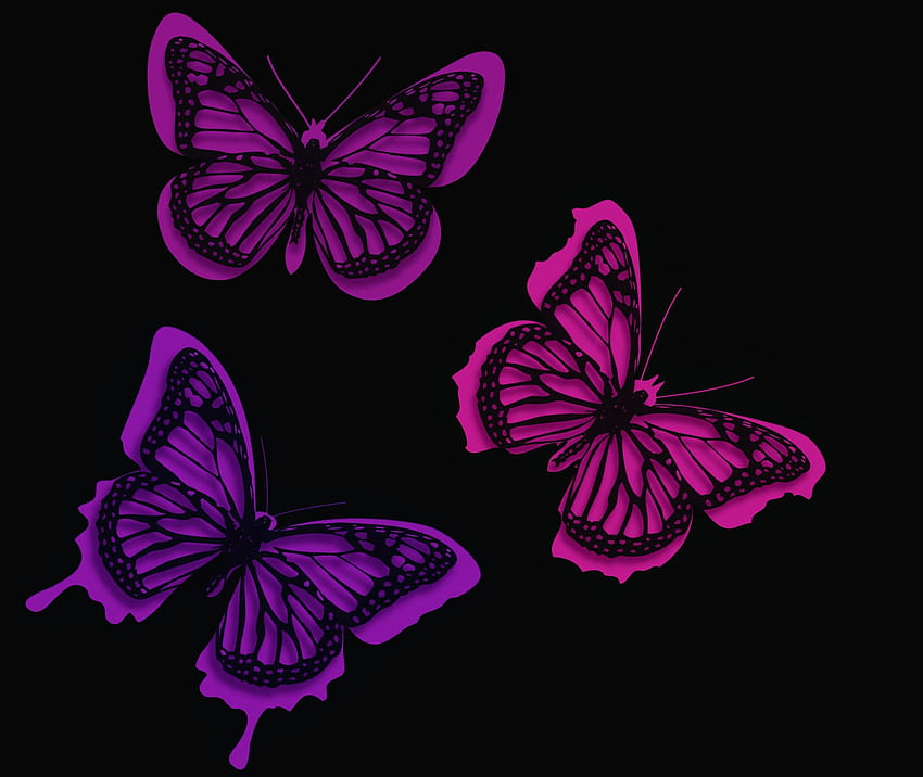Pink Butterflies Artistic - Pink Neon Butterfly HD wallpaper