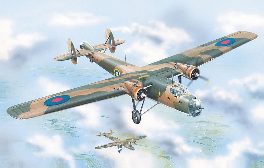 航空機、戦争、アート、飛行機、絵画、ドローイング、ww2、イギリスの爆撃機、ブリストル ボンベイ Mk.I、航空芸術、セクション авиация 高画質の壁紙