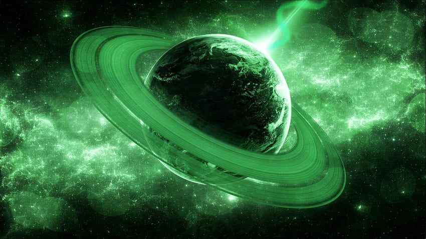 Green galaxy. Cosmos for Android HD wallpaper