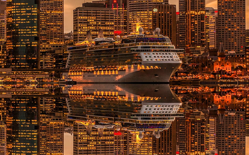 Celebrity Solstice, navi da crociera, skyline della città, città australiane, Sydney, Australia Sfondo HD